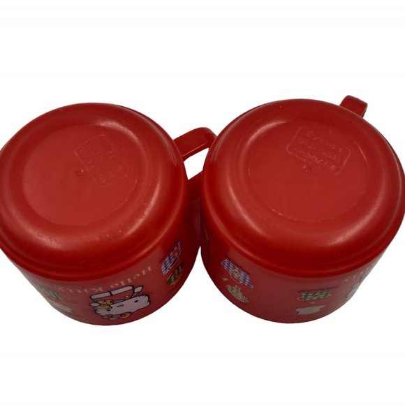 Vintage 94 96 Hello Kitty Sanrio Set 2 Red Pink Plastic Plates 2 Red Cups 1 Fork - Picture 7 of 12